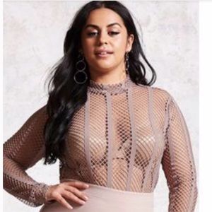 Nude Caged Mesh Crop Top